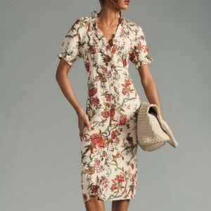 Gorgeous Floral Ruffle Shirt Dress Pilcro by Anthropologie Retail: $160